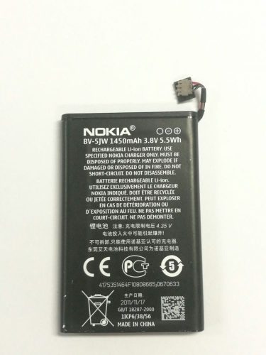 Nokia BV-5JW Lumia 800 N9-00 gyári használt akkumulátor 1450mAh