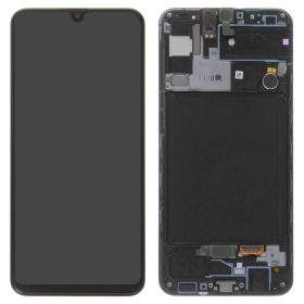   Samsung Galaxy A30S LCD + érintőpanel kerettel, fekete, gyári, SM-A307