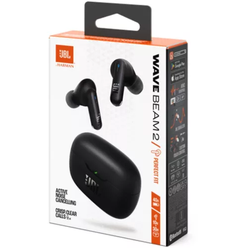 JBL Wave Beam 2 stereo bluetooth headset vezeték nélküli töltőtokkal, TWS, fekete