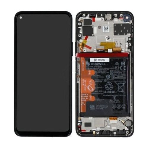 Huawei P40 Lite 5G gyári LCD + érintőpanel fekete (Midnight Black) kerettel, akkumulátorral