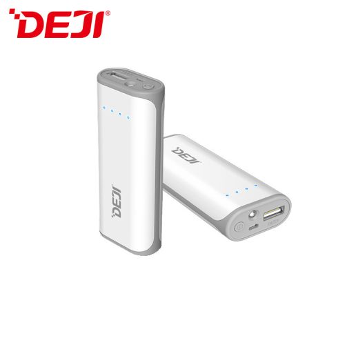 DEJI DJ-9028 fehér power bank 5200mAh LED világítással