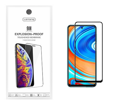 Letang Xiaomi Redmi Note 9 Pro / Note 9S fekete 0,3mm előlapi üvegfólia