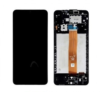 Samsung Galaxy A12 LCD + érintőpanel kerettel, fekete, SM-A127F