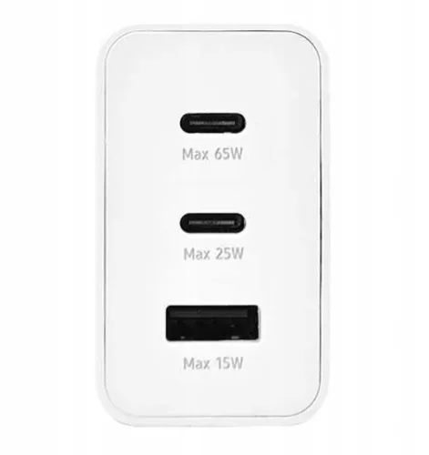 Samsung hálózati gyors töltőfej, 2xType-C / 1xUSB, 65W, fehér, EP-T6530 (csomagolás nélküli)
