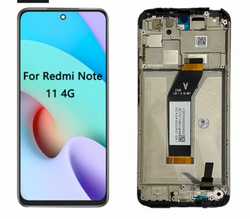 Xiaomi Redmi Note 11 NFC / Note 11 4G gyári fekete LCD + érintőpanel kerettel