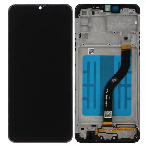 Samsung Galaxy A20s LCD + érintőpanel kerettel, gyári, fekete, SM-A207
