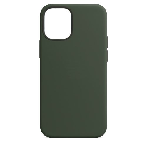 iPhone 14 (6,1") szilikon tok, hátlap tok, velúr belső, sötétzöld, matt, Silicone Case