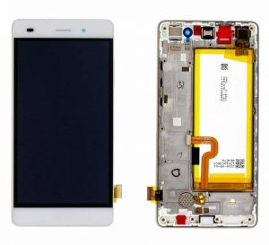 Huawei P8 Lite fehér gyári LCD + érintőpanel kerettel, akkumulátorral