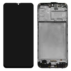   Samsung Galaxy M21 / M30s LCD + érintőpanel kerettel / mikrofonnal, fekete, gyári, SM-M215, SM-307