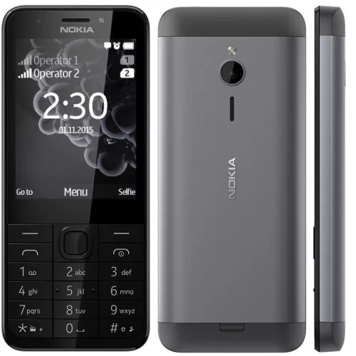 [K.ÁFA] Nokia 230 (RM-1172) mobiltelefon, dual sim, sötétszürke, (használt, doboz nélkül, töltővel)