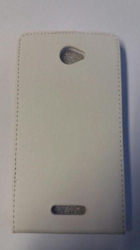 Sony Xperia E4 E2105 fehér szilikon keretes vékony flip tok