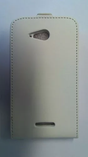 Sony Xperia E4G E2003 fehér szilikon keretes vékony flip tok