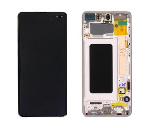 Samsung G975 Galaxy S10 Plus (Ceramic White) gyári LCD+érintőpanel ezüst kerettel