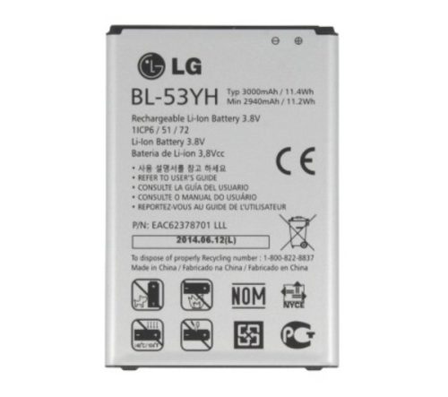 LG G3 D855 BL-53YH gyári akkumulátor 3000mAh