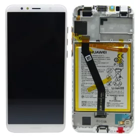  Huawei Y6 2018 LCD + érintőpanel kerettel / akkumulátorral, fehér, gyári