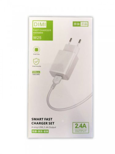 Letang DIMI W25 Töltőfej + Micro USB fehér adatkábel 2.4A