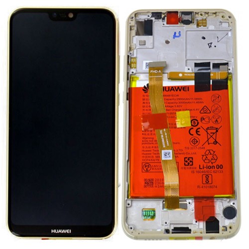 Huawei P20 Lite arany gyári LCD + érintőpanel kerettel, akkumulátorral