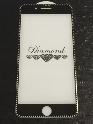 iPhone 7 Plus / 8 Plus (5,5") előlapi üvegfólia, 3D, fekete-ezüst, Diamond