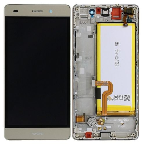 Huawei P8 Lite arany gyári LCD + érintőpanel kerettel, akkumulátorral