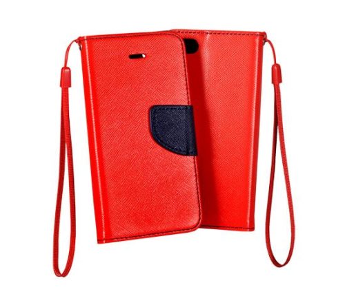 Alcatel Pop 4 (5") telefon tok, könyvtok, oldalra nyíló tok, mágnesesen záródó, piros-sötétkék, 5051X, Fancy