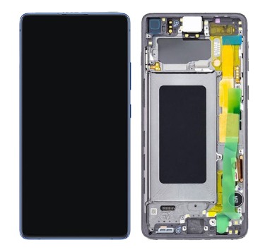 Samsung G770 Galaxy S10 Lite gyári LCD+érintőpanel ezüst kerettel