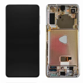   Samsung Galaxy S21 Plus LCD + érintőpanel kerettel, ezüst, gyári, SM-G996