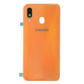   Samsung Galaxy A40 gyári készülék hátlap, bontott, kamera lencsével, narancssárga, SM-A405