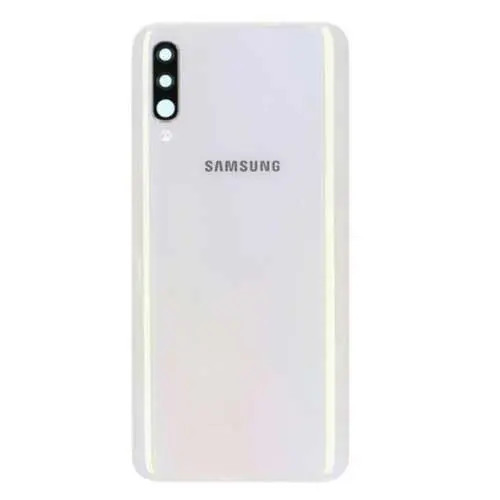 Samsung Galaxy A50 gyári készülék hátlap, bontott, kamera lencsével, fehér, SM-A505