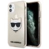 Karl Lagerfeld iPhone 11 (6,1") "Choupette Head" mintás csillámos arany hátlap tok