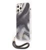 GUESS TPU Marble iPhone 12/12 Pro (6,1") szürke márvány mintás hátlap tok pánttal