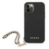 GUESS Saffiano Gold Chain iPhone 12/12 Pro (6,1") fekete hátlap tok