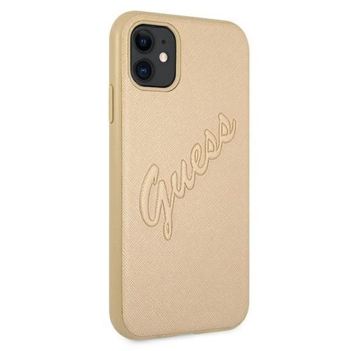 GUESS Saffiano Vintage Script iPhone 12 Pro Max (6,7") arany hátlap tok