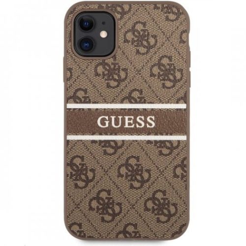 GUESS Printed Stripe iPhone 12 / 12 Pro (6,1") barna hátlap tok