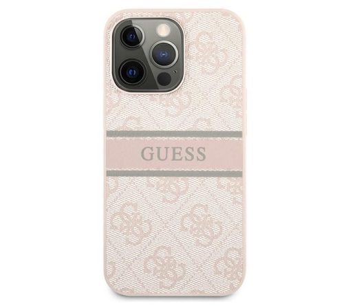 GUESS Printed Stripe iPhone 12 / 12 Pro (6,1") rózsaszín hátlap tok