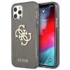 GUESS TPU Big 4G iPhone 12/12 Pro (6,1") ezüst csillámos átlátszó-fekete hátlap tok