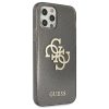 GUESS TPU Big 4G iPhone 12/12 Pro (6,1") ezüst csillámos átlátszó-fekete hátlap tok