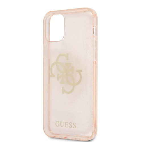 GUESS TPU Big 4G iPhone 12/12 Pro (6,1") rosegold csillámos hátlap tok