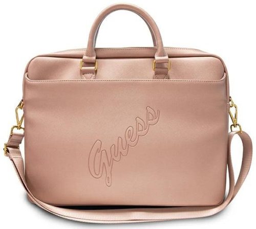 GUESS Saffiano (GUCB15PUSASPI) 15-16"-os rózsaszín bőr laptop táska