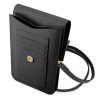 Guess Saffiano fekete telefon és bankkártya tartós táska vállpánttal
