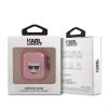 Karl Lagerfeld Airpods / Airpods 2 "Choupette Head" mintás csillámos pink szilikon tok akasztóval