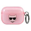 Karl Lagerfeld Airpods Pro "Choupette Head" mintás csillámos pink szilikon tok akasztóval