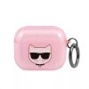 Karl Lagerfeld Airpods 3 "Choupette Head" mintás csillámos pink szilikon tok akasztóval