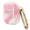 Guess TPU Airpods / AirPods2 pink márványos szilikon tok akasztóval