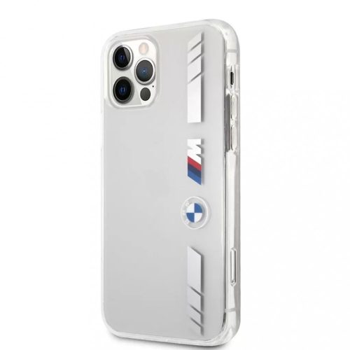 BMW M iPhone 12 Pro Max (6,7") átlátszó hátlap tok ezüst csíkkal