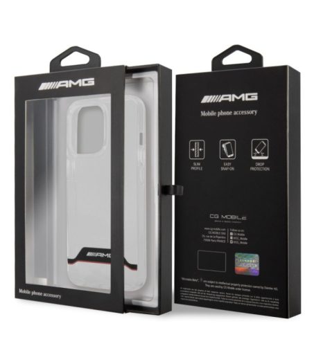 AMG iPhone 13 Mini (5,4") átlátszó piros csíkos hátlap tok