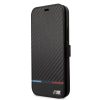 iPhone 13 Pro (6,1") könyvtok, oldalra nyíló tok, fekete, M Collection Carbon Stripe (BMBKP13LPUCARTCBK) 