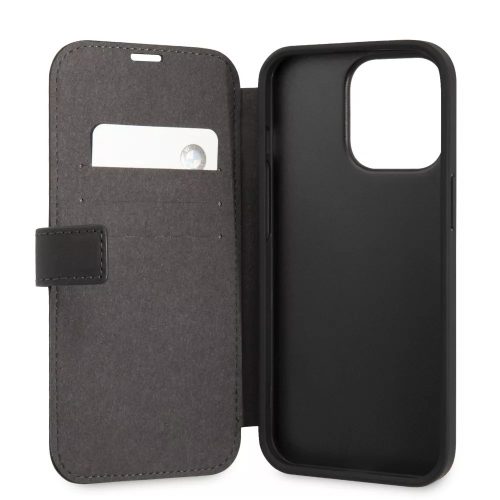 iPhone 13 Pro (6,1") könyvtok, oldalra nyíló tok, fekete, M Collection Carbon Stripe (BMBKP13LPUCARTCBK) 