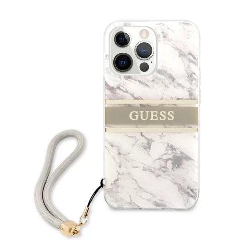 GUESS TPU Marble iPhone 13 Pro (6,1") szürke márvány mintás hátlap tok logoval