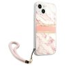 GUESS TPU Marble iPhone 13 Pro (6,1") rózsaszín márvány mintás hátlap tok logoval