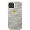 Ferrari iPhone 13 Pro (6,1") ezüst carbon mintás hátlap tok